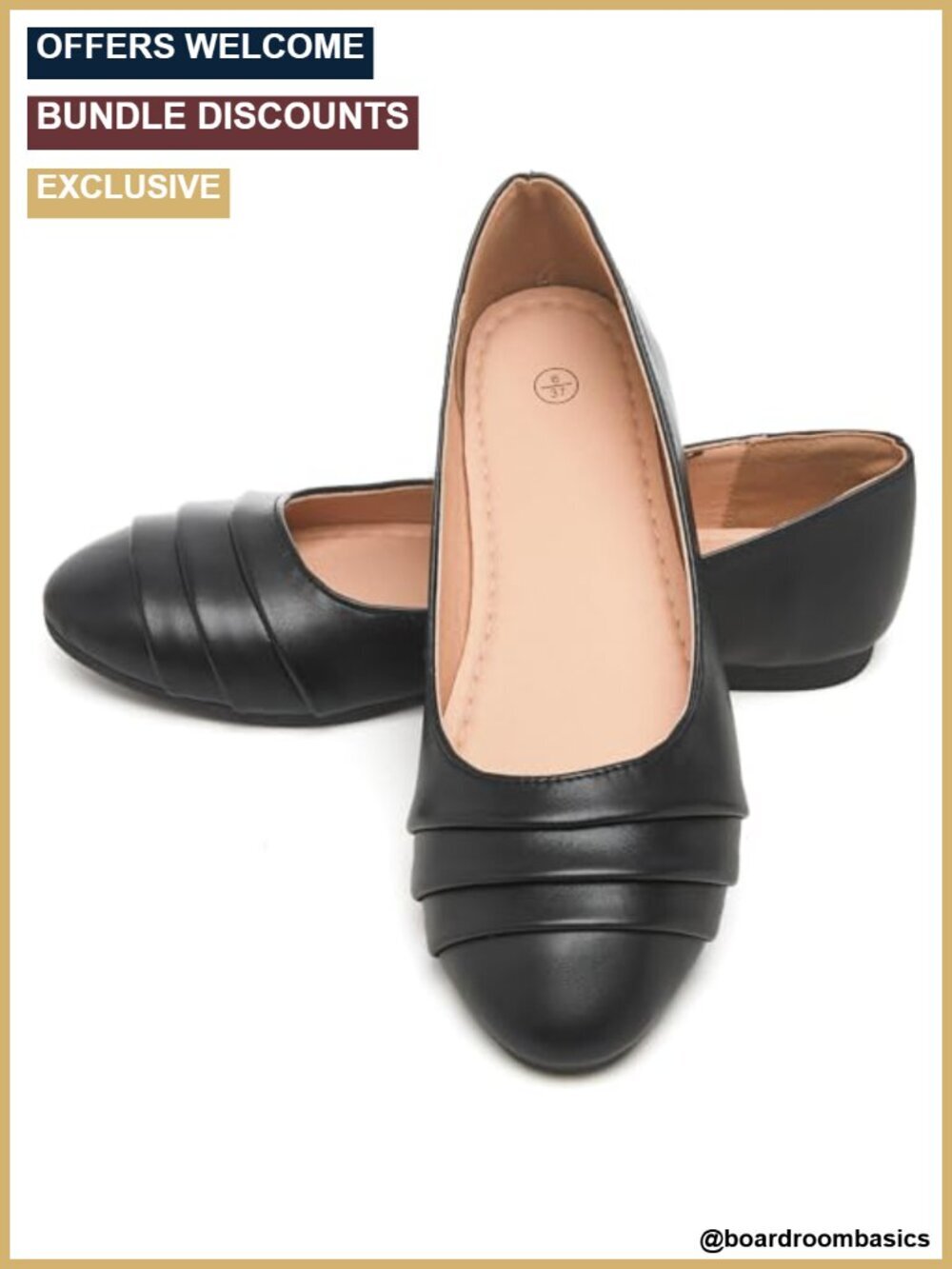 Women's Black Flats Shoes Round Toe Slip On Casual Ballet Flats PU Leather